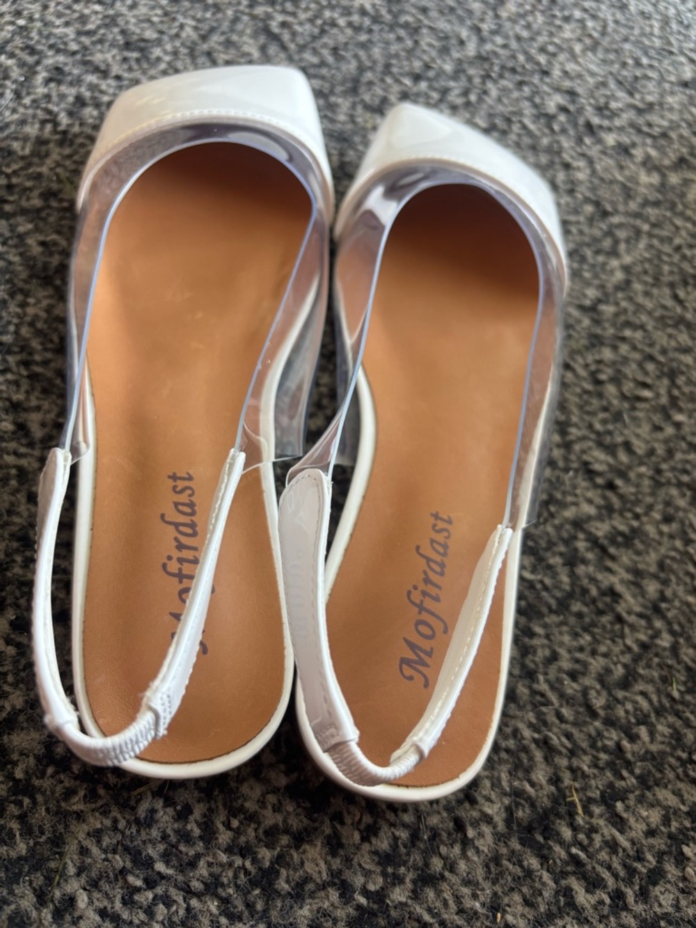 Mofirdast White Clear Slingback Flats Size 7 - Picture 5 of 9